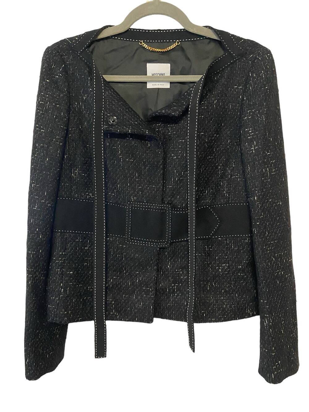Moschino Tweed Wool Blend Jacket Old Money Classy Career Office Vacation S